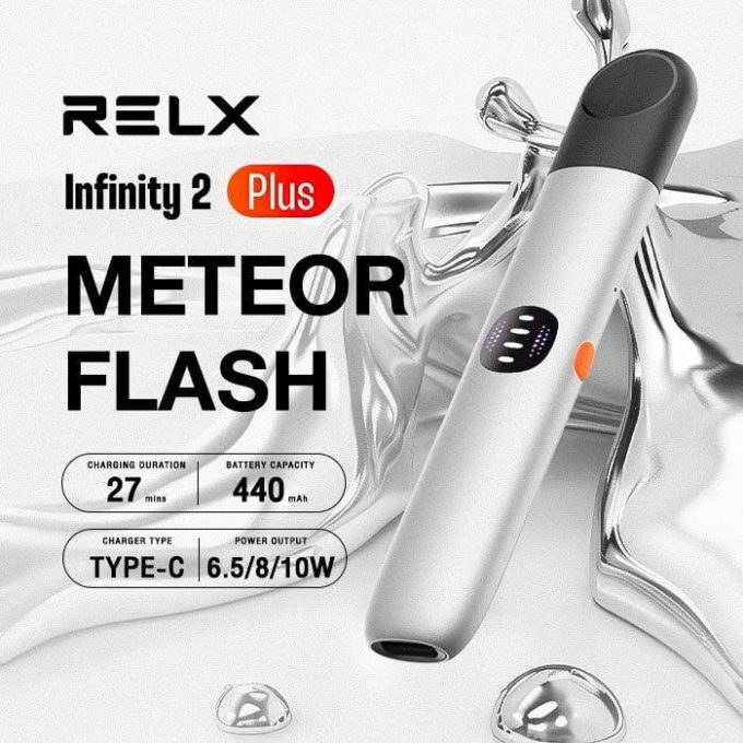 悦刻Relx 原装正品无限2(RELX Infinity2 plus) plus七代杆 银色(METEOR FLASH)  海外版（四五六代烟弹通用） - 图片 2