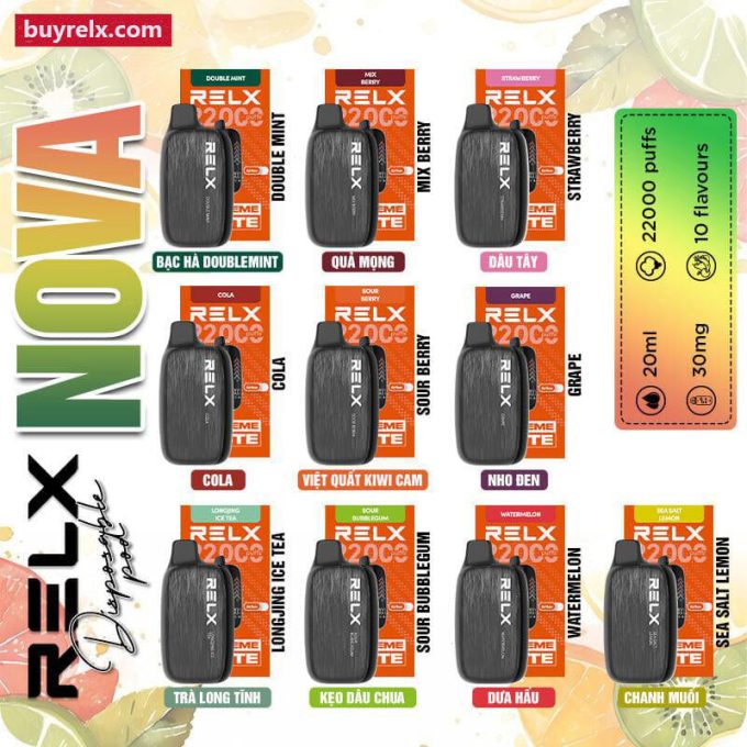 正品悦刻海外版RELX NOVA 22000口液晶屏显示一次性电子烟-多口味可选 - 图片 2