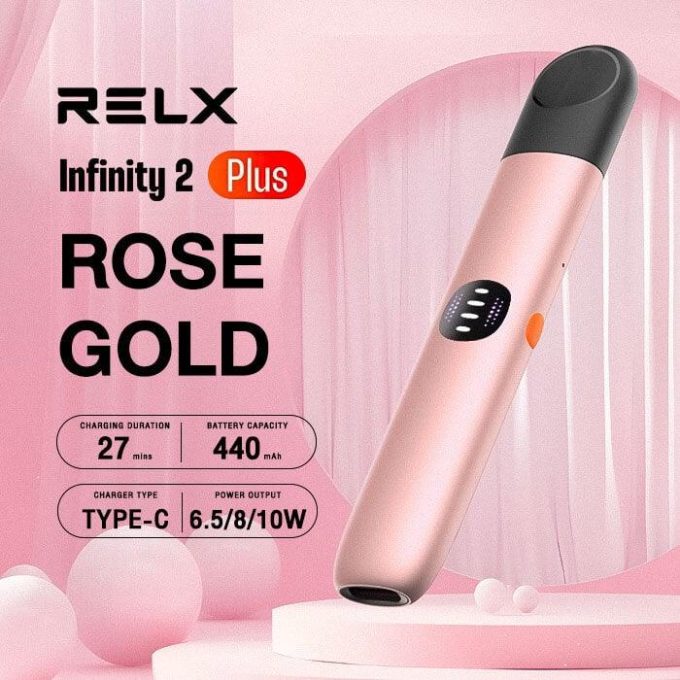 悦刻Relx 原装正品无限2(RELX Infinity2 plus) plus七代杆 粉色 (ROSE GOLD)海外版（四五六代烟弹通用） - 图片 2