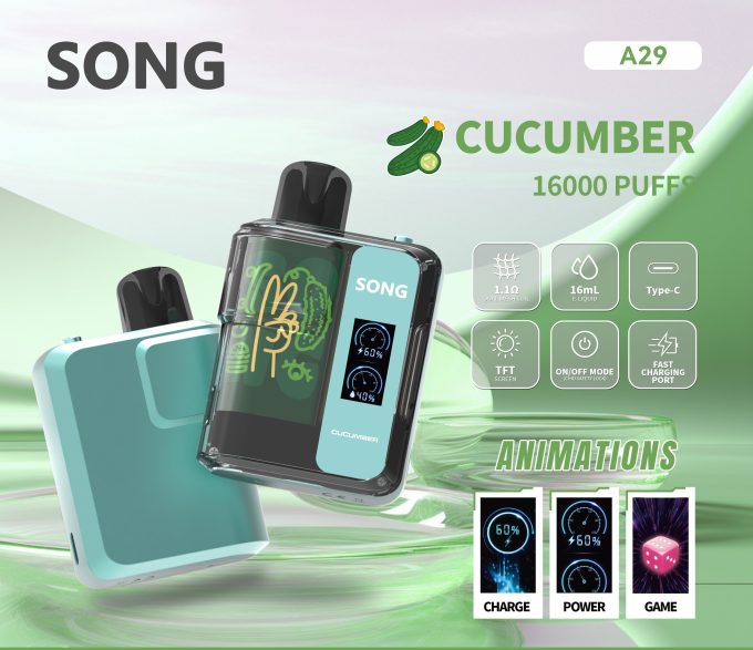 正品崧SONG A29娱乐系列两档可调16000口一次性电子烟-TFT屏动画显示麻将骰子/猜拳/表情 - 图片 14