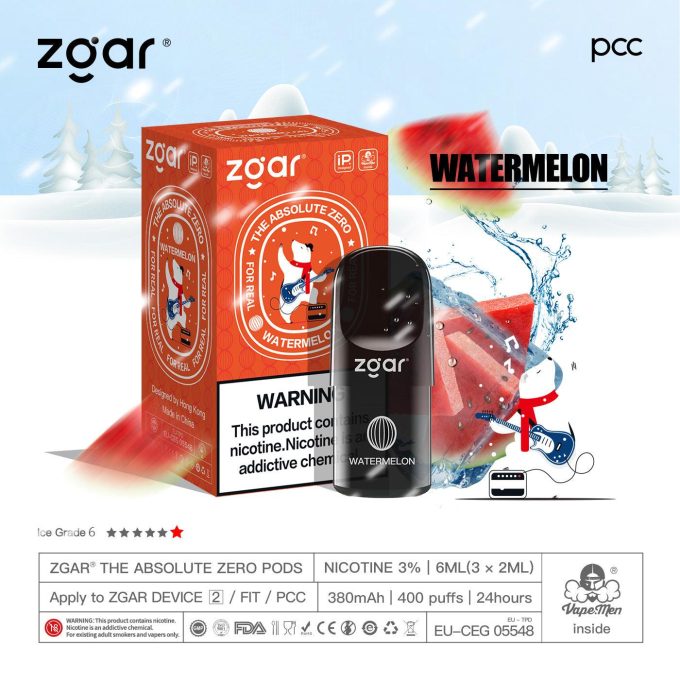 冰熊zgar 4/5代烟弹 西瓜 3pods(三颗装)悦刻国标/海外四五六代杆子可通用