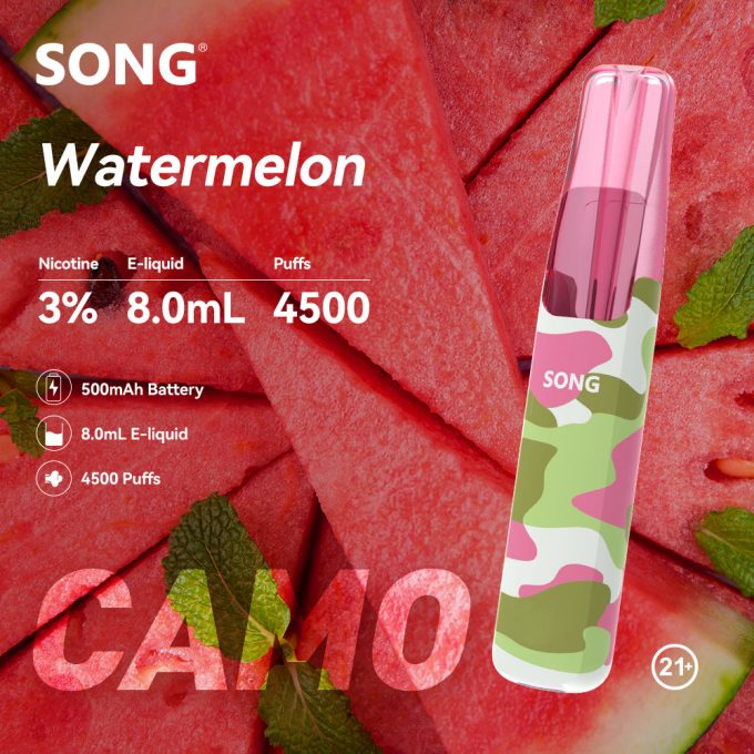 正品崧鸭嘴兽 Song Camo Series A36迷彩杆身一次性电子烟4500口-多口味可选 - 图片 8